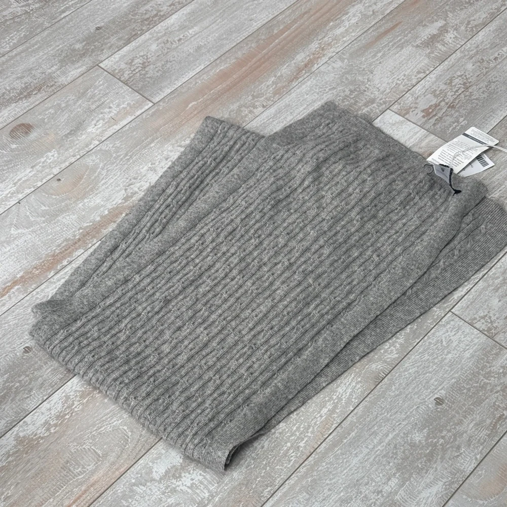 NEW WOOLOVERS Cashmere & Merino Cable Scarf Flannel Grey